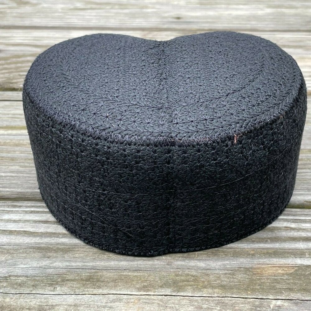 Sindhi Men Hat Round Front Cut Traditional Embroidery Black Cap Topi Hat New - Picture 5 of 11